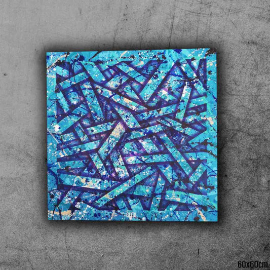 Blue Alliance - 60x60cm - 2022 - Tableau abstrait moderne coloré géométrique