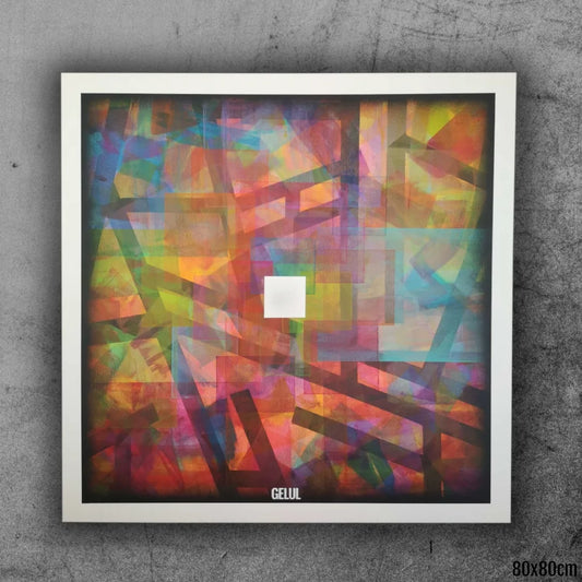 Cœur de cible - 80x80cm - 2022 - Tableau abstrait géométrique coloré moderne